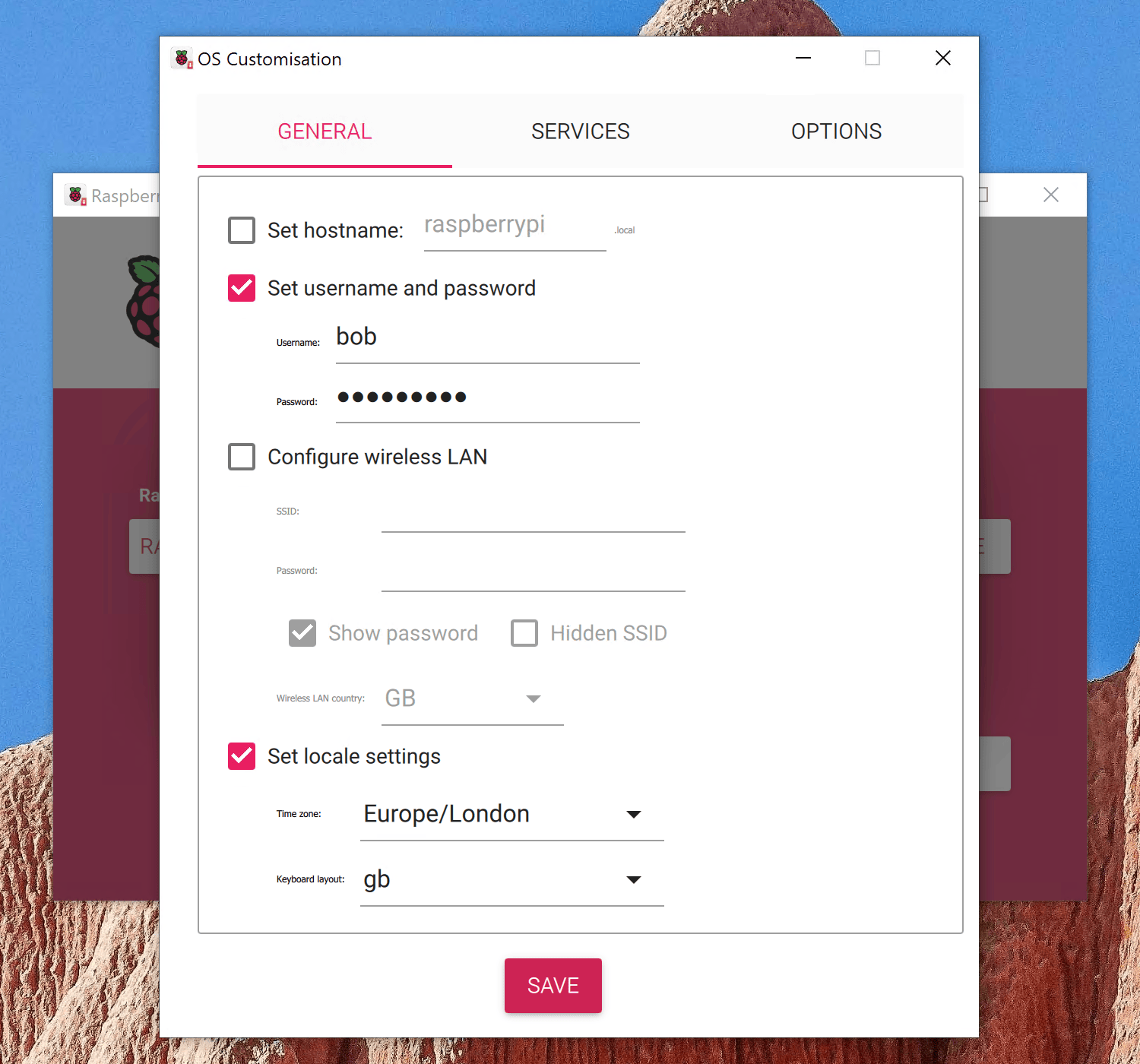 Raspberry Pi Imager General Settings