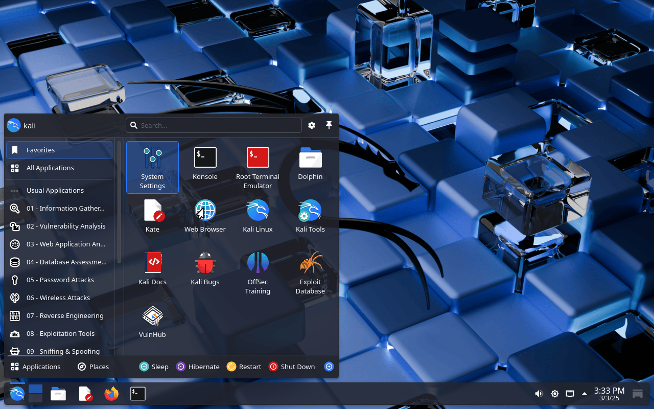 Kali + KDE Plasma 6.2