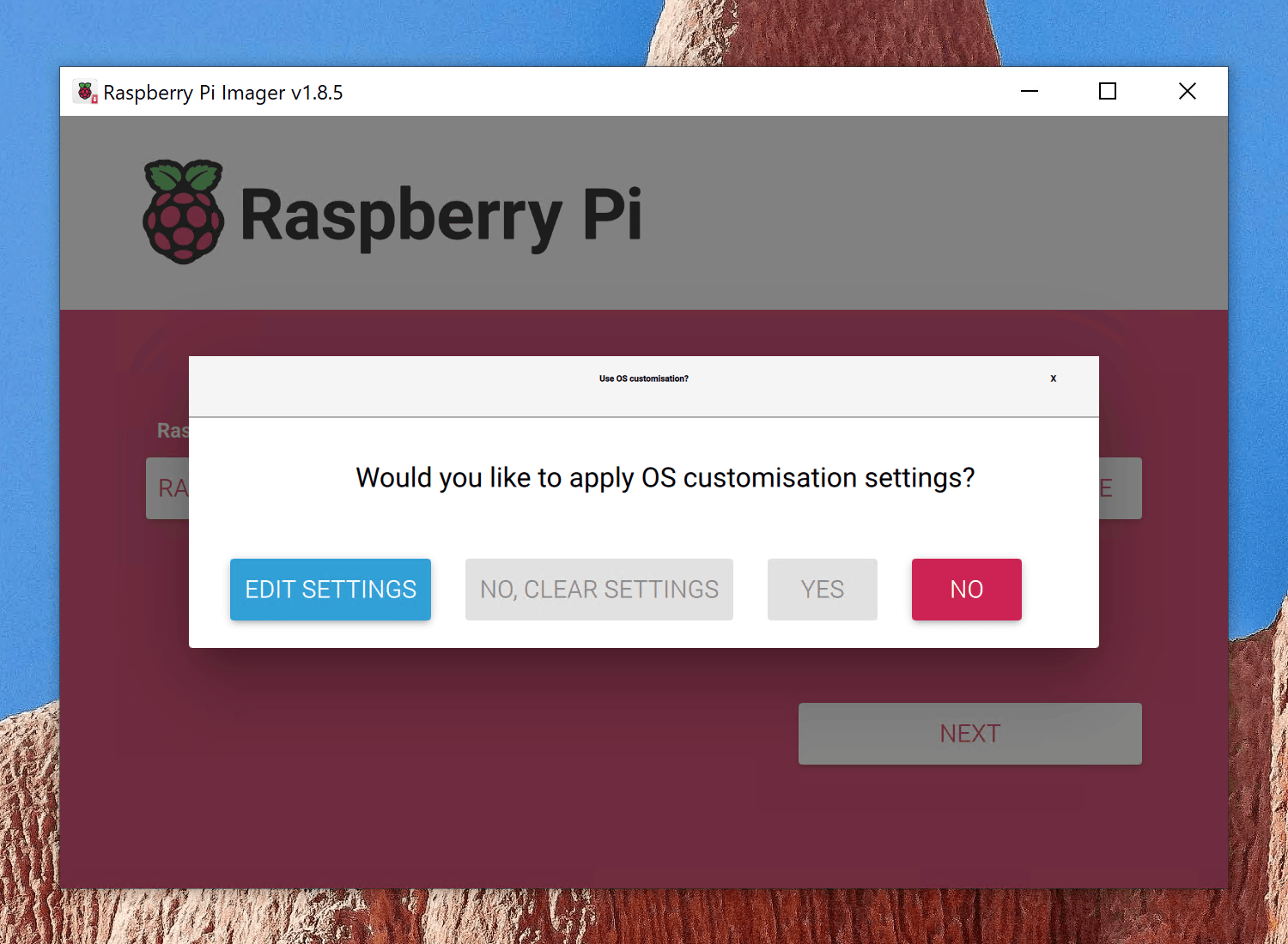 Raspberry Pi Imager Prompt